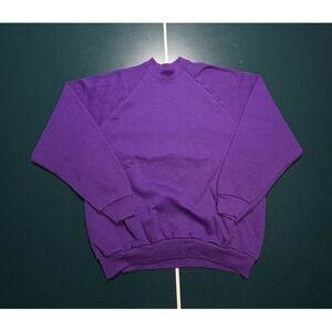 Vintage 90s Crewneck Sweatshirt Mens XL Blank Purple Mock Neck Fruit Of The Loom